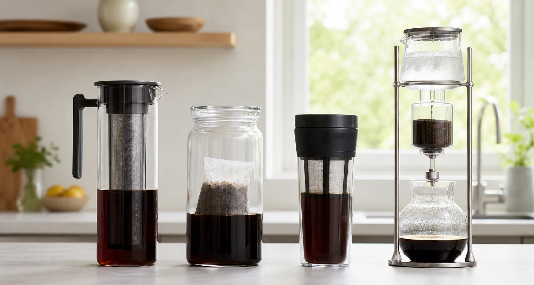 水出しコーヒー器具4タイプの形とサイズの違い
