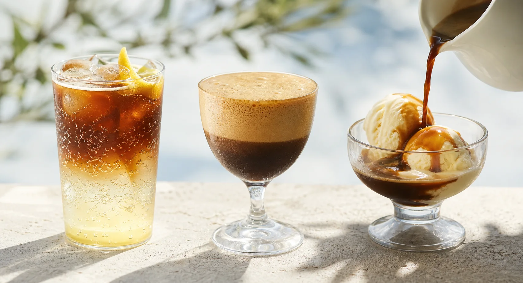 コーヒートニック、シェケラート、アフォガートの3種