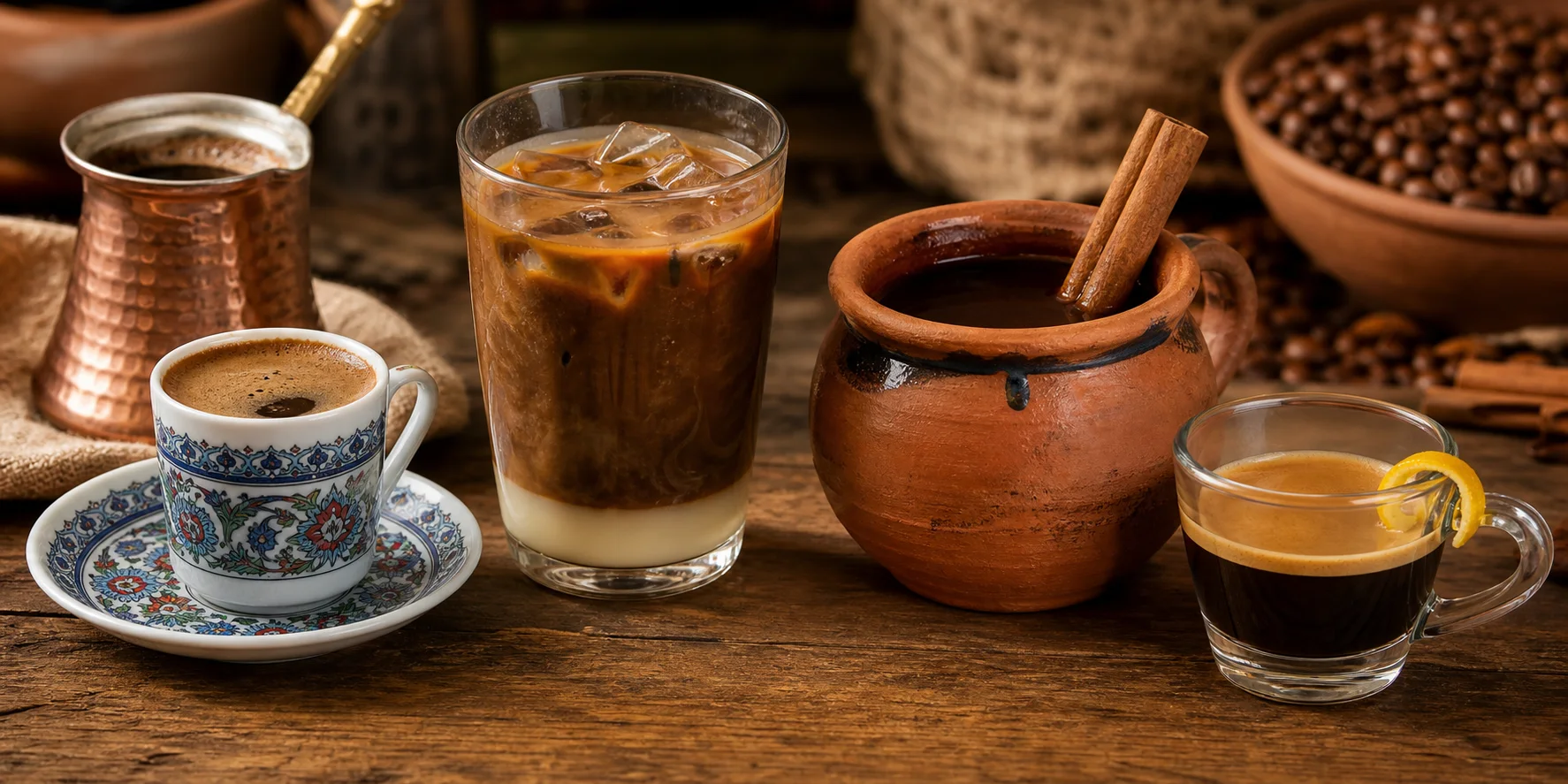 トルコ、ベトナム、メキシコ、イタリアの4つのコーヒースタイル