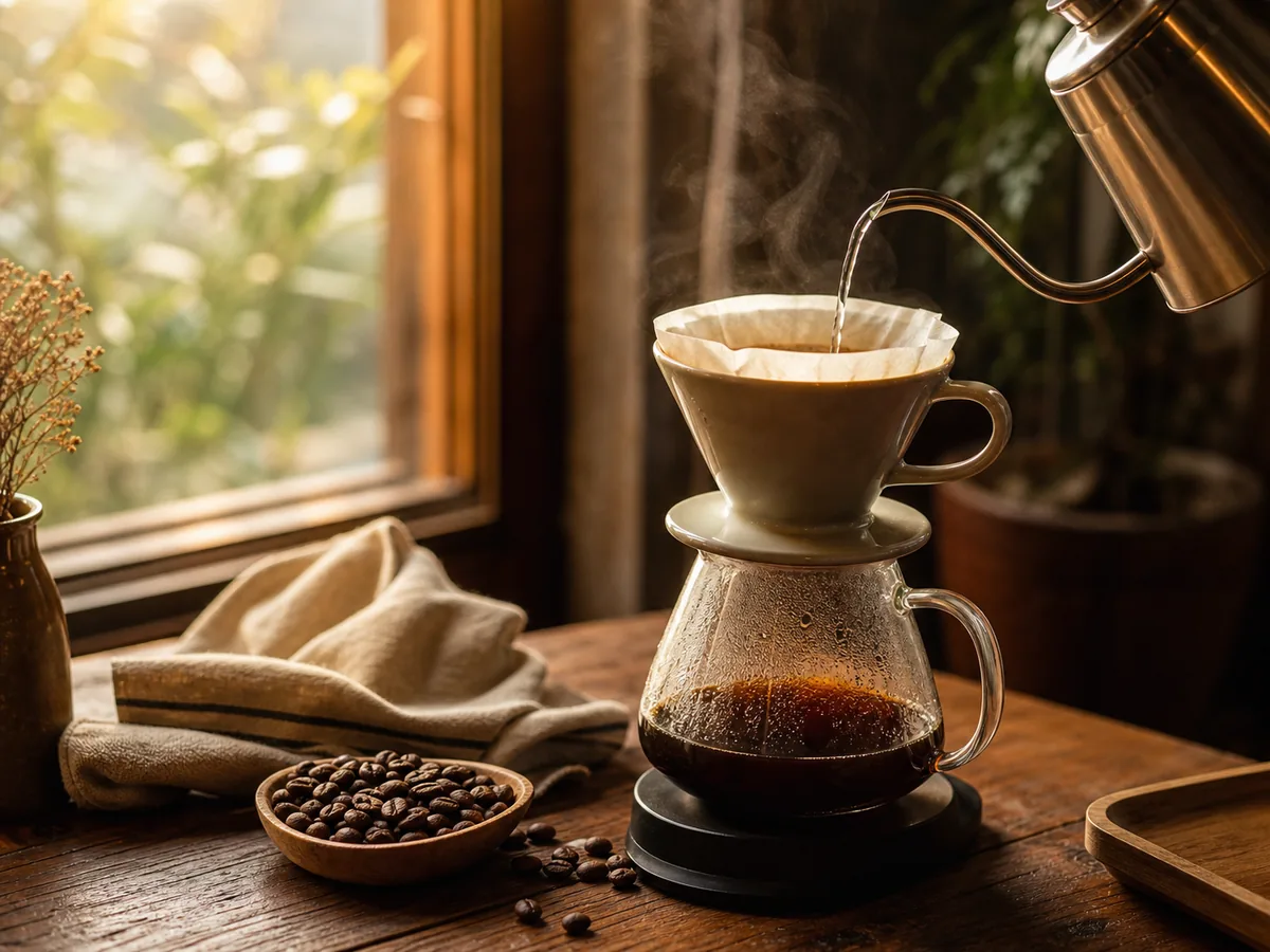 ハンドドリップでコーヒーを淹れる様子